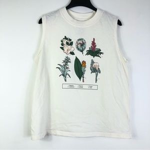 Revolutions 33 Women's XL Tank Sleeveless Crew Neck Cream Floral Lightweight Top